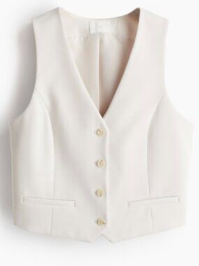Women's Pale beige Suit Vest H&M Crop Top Cream Size Medium